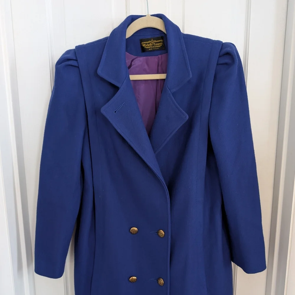 VTG Michelle Francois Wool Blend Trench Coat SIZE 11?‎ Old Money Double Breasted